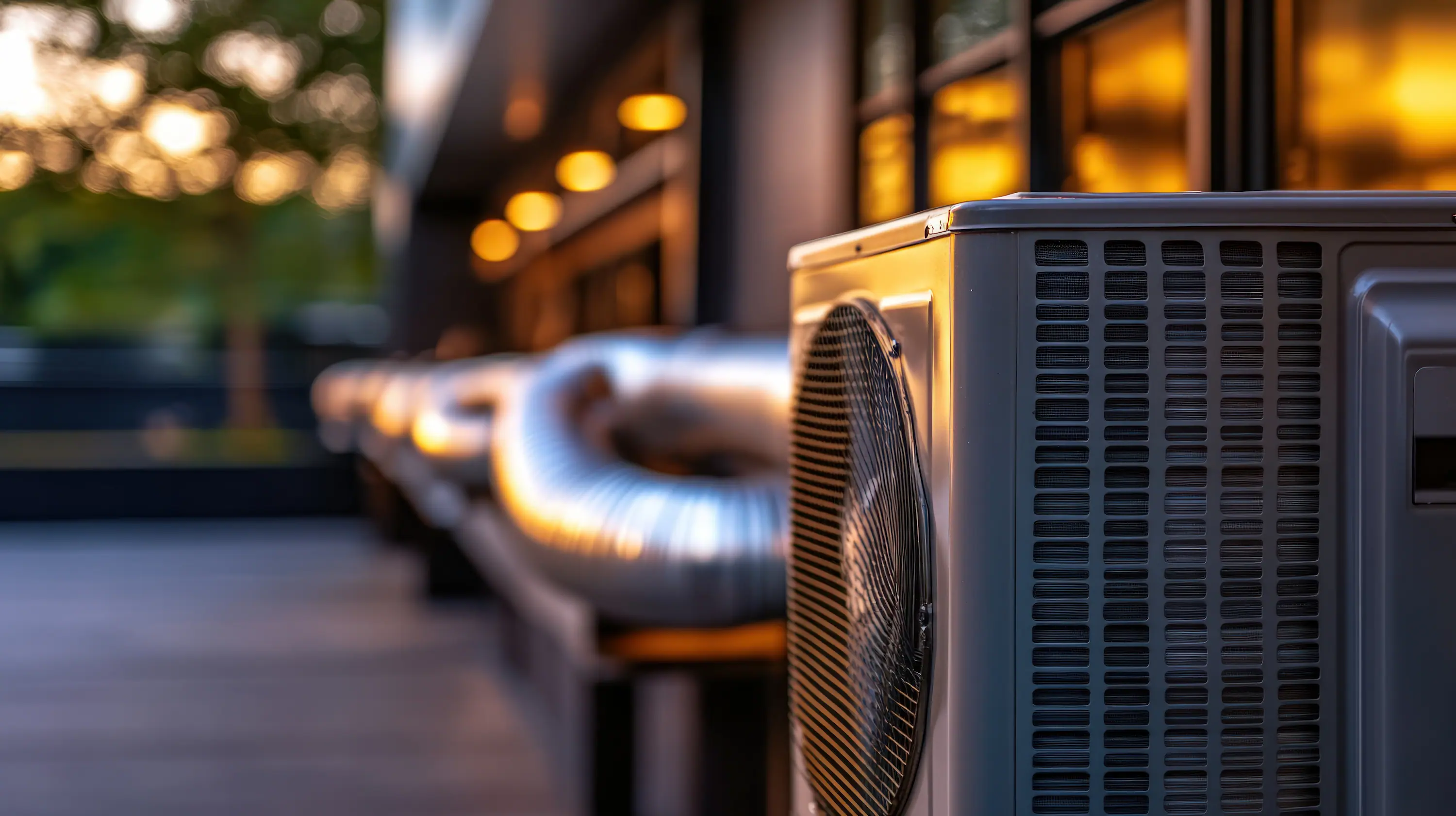 Warmtepomp buitenunit bij woning